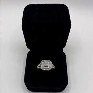 0.70 CT Cushion Cut Natural Diamond Baguette Ring